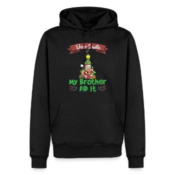 Cher Père Noël Mon frère l’a fait Frères et sœurs Noël - Sweat à capuche Premium bio Homme - noir - Devant - Nico (187cm)