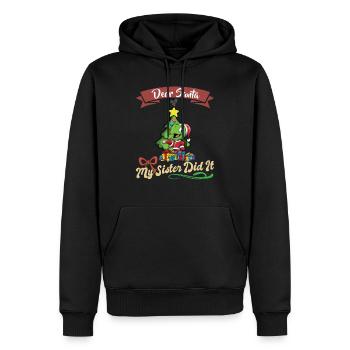 Cher Père Noël Ma sœur l’a fait frères et sœurs Noël - Sweat à capuche Premium bio Homme - noir - Devant - Nico (187cm)