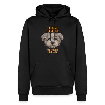 CHIEN LE MEILLEUR THÉRAPEUTE - Sweat à capuche Premium bio Homme - noir - Devant - Nico (187cm)