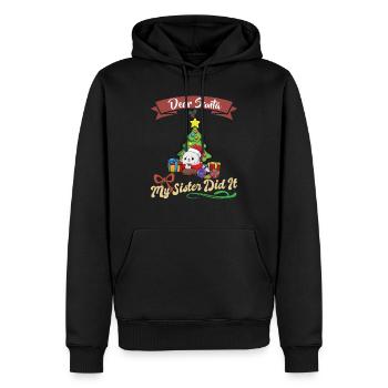 Cher Père Noël Ma soeur l'a fait Frères et sœurs Noël - Sweat à capuche Premium bio Homme - noir - Devant - Nico (187cm)