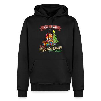 Cher Père Noël Ma soeur l'a fait Frères et sœurs Noël - Sweat à capuche Premium bio Homme - noir - Devant - Nico (187cm)