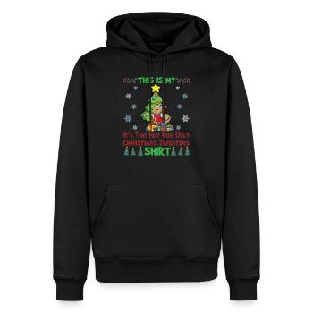 C'est mon pull de Noël il fait trop chaud pour moche - Sweat à capuche Premium bio Homme - noir - Devant - Nico (187cm)