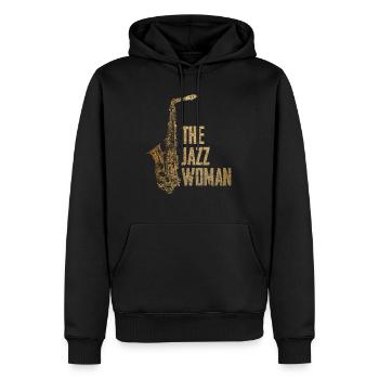 Jazz Frau - Männer Premium Bio Hoodie - Schwarz - Vorne - Nico (187cm)