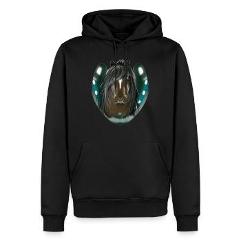 cheval - Sweat à capuche Premium bio Homme - noir - Devant - Nico (187cm)