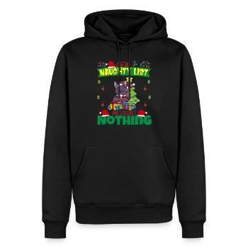 Sur la liste coquine et je ne regrette rien Père Noël - Sweat à capuche Premium bio Homme - noir - Devant - Nico (187cm)