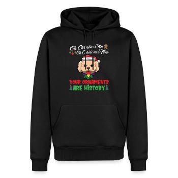 Oh Christmas Tree Your Ornaments Are History - Men’s Premium Organic Hoodie - black - Front - Nico (187cm)