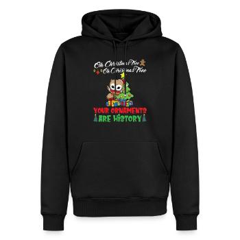 Oh Christmas Tree Your Ornaments Are History - Men’s Premium Organic Hoodie - black - Front - Nico (187cm)