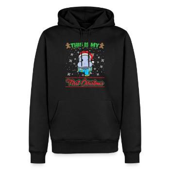 C’est mon premier Noël Noël un an X-Mas - Sweat à capuche Premium bio Homme - noir - Devant - Nico (187cm)
