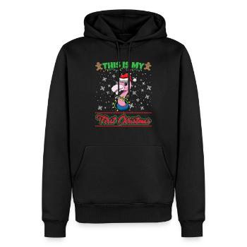 C’est mon premier Noël Noël un an X-Mas - Sweat à capuche Premium bio Homme - noir - Devant - Nico (187cm)