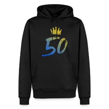 50 Number Crown - Men’s Premium Organic Hoodie - black - Front - Nico (187cm)