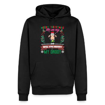 Merry Christmas Mommy And Will You Merry My Daddy - Männer Premium Bio Hoodie - Schwarz - Vorne - Nico (187cm)