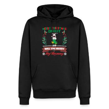 Merry Christmas Daddy And Will You Merry My Mommy - Männer Premium Bio Hoodie - Schwarz - Vorne - Nico (187cm)