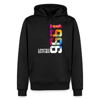 30E ÉDITION LIMITÉE ANNIVERSAIRE 1996 - Sweat à capuche Premium bio Homme - noir - Devant - Nico (187cm)