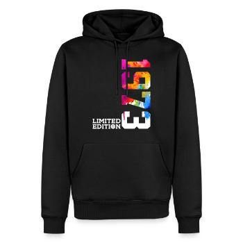 53E ANNIVERSAIRE ÉDITION LIMITÉE 1973 - Sweat à capuche Premium bio Homme - noir - Devant - Nico (187cm)