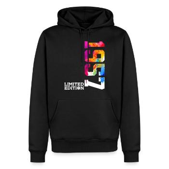 69E ANNIVERSAIRE ÉDITION LIMITÉE 1957 - Sweat à capuche Premium bio Homme - noir - Devant - Nico (187cm)