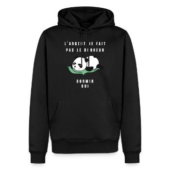 L'argent ne fait pas le bonheur dormir oui humour - Sweat à capuche Premium bio Homme - noir - Devant - Nico (187cm)