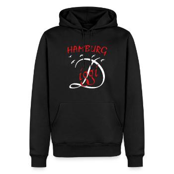 Hamburg Diggi - Männer Premium Bio Hoodie - Schwarz - Vorne - Nico (187cm)