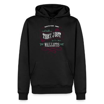 electricity present electrical engineering sayings - Männer Premium Bio Hoodie - Schwarz - Vorne - Nico (187cm)