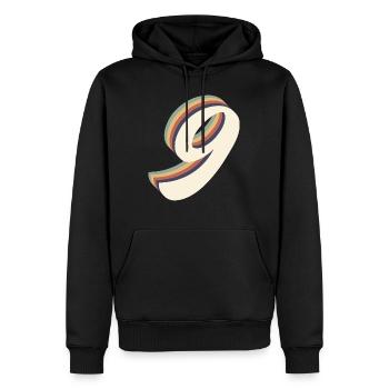 Vintage 9th Anniversary - Men’s Premium Organic Hoodie - black - Front - Nico (187cm)