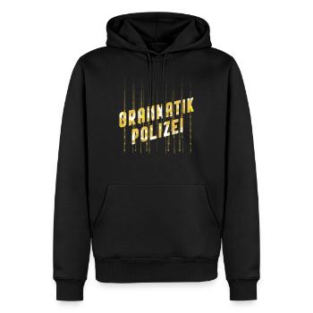 Grammatik-Polizei - Männer Premium Bio Hoodie - Schwarz - Vorne - Nico (187cm)