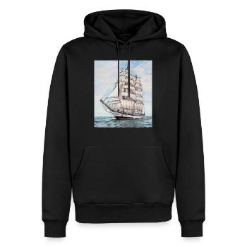Ocean View: The Beauty of the Sea and Boats - Sweat à capuche Premium bio Homme - noir - Devant - Nico (187cm)