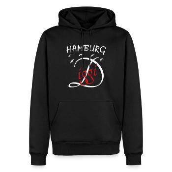 Hamburg Diggi - Männer Premium Bio Hoodie - Schwarz - Vorne - Nico (187cm)