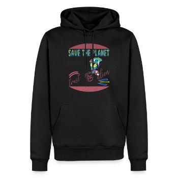 Save the planet trust the alien - Sweat à capuche Premium bio Homme - noir - Devant - Nico (187cm)