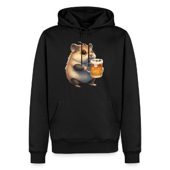 Kleiner Dicker Bierliebhaber: Hamster - Männer Premium Bio Hoodie - Schwarz - Vorne - Nico (187cm)