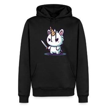 Licorne bad ass - Sweat à capuche Premium bio Homme - noir - Devant - Nico (187cm)