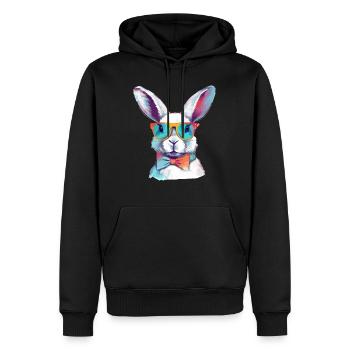 Lewis der Kaninchen mit der Brille - Männer Premium Bio Hoodie - Schwarz - Vorne - Nico (187cm)
