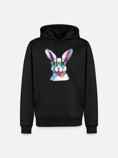 Lewis the spectacled rabbit - Men’s Premium Organic Hoodie - black