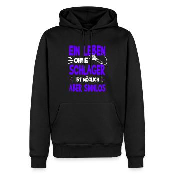 Ein Leben ohne Schlager ist möglich aber sinnlos - Männer Premium Bio Hoodie - Schwarz - Vorne - Nico (187cm)
