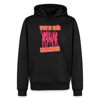 Wir sind nur für Schlager hier Schlagermusik - Männer Premium Bio Hoodie - Schwarz - Vorne - Nico (187cm)