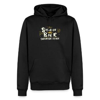 Schlager und Bier darum bin ich hier - Männer Premium Bio Hoodie - Schwarz - Vorne - Nico (187cm)