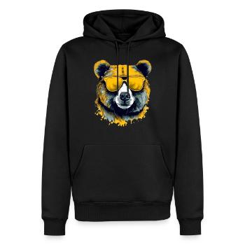 Arkor l'ours à lunettes - Sweat à capuche Premium bio Homme - noir - Devant - Nico (187cm)