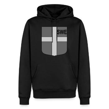 DEU Taktischer Schild - Männer Premium Bio Hoodie - Schwarz - Vorne - Nico (187cm)