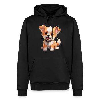 Chibi-Hund - Männer Premium Bio Hoodie - Schwarz - Vorne - Nico (187cm)