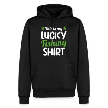 This is my lucky fishing shirt funny gift fisher - Sweat à capuche Premium bio Homme - noir - Devant - Nico (187cm)