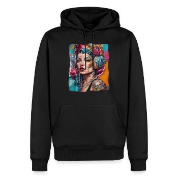 Tatouage Future Girl - Sweat à capuche Premium bio Homme - noir - Devant - Nico (187cm)