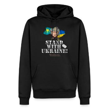 Ukraine Kazakhstan - Sweat à capuche Premium bio Homme - noir - Devant - Nico (187cm)