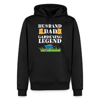 Husband dad gardening legend funny gift gardener - Sweat à capuche Premium bio Homme - noir - Devant - Nico (187cm)