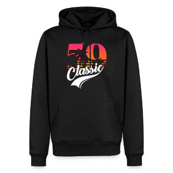 Vintage 1959-59e anniversaire - Sweat à capuche Premium bio Homme - noir - Devant - Nico (187cm)