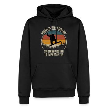 Schule ist wichtig, aber Snowboarden ist wichtig - Männer Premium Bio Hoodie - Schwarz - Vorne - Nico (187cm)