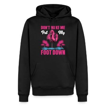Flamingo Ne me fais pas mettre le pied à l’étrier flamant rose - Sweat à capuche Premium bio Homme - noir - Devant - Nico (187cm)