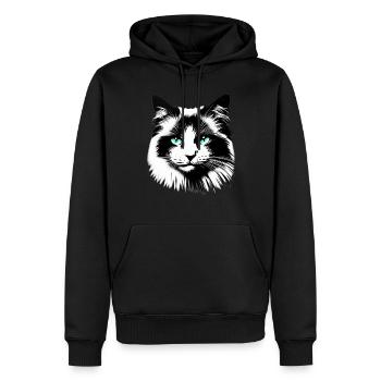 Visage de chat sympathique - Sweat à capuche Premium bio Homme - noir - Devant - Nico (187cm)