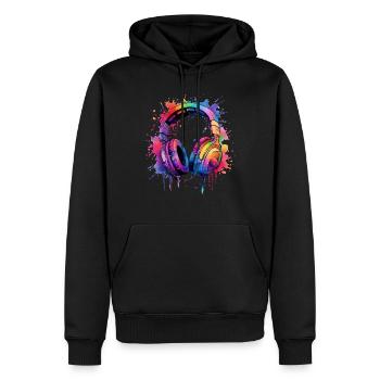Conception de casques pour les joueurs et les joueurs, la musique et les musiciens - Sweat à capuche Premium bio Homme - noir - Devant - Nico (187cm)