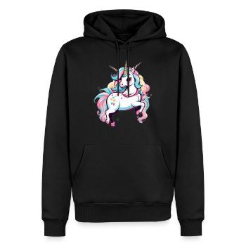 Licorne Einhorn Kawaii - Männer Premium Bio Hoodie - Schwarz - Vorne - Nico (187cm)