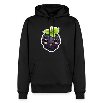 Brombeere kawaii süß - Männer Premium Bio Hoodie - Schwarz - Vorne - Nico (187cm)