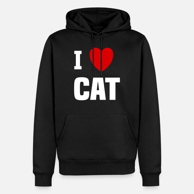 Ich liebe Katze - Männer Premium Bio Hoodie - Schwarz