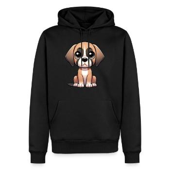 Illustration numérique de mignon dogue allemand - Sweat à capuche Premium bio Homme - noir - Devant - Nico (187cm)